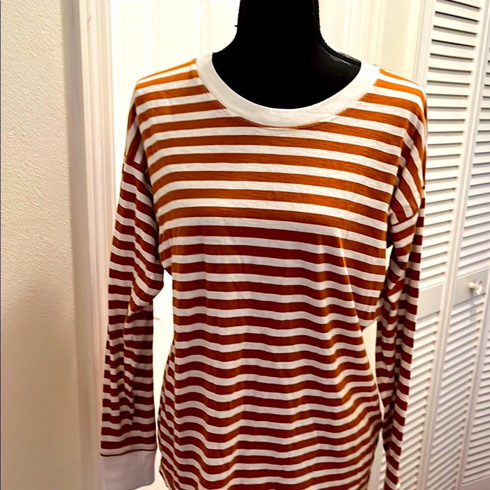 J Crew Crew Neck Striped Long Sleeve Top